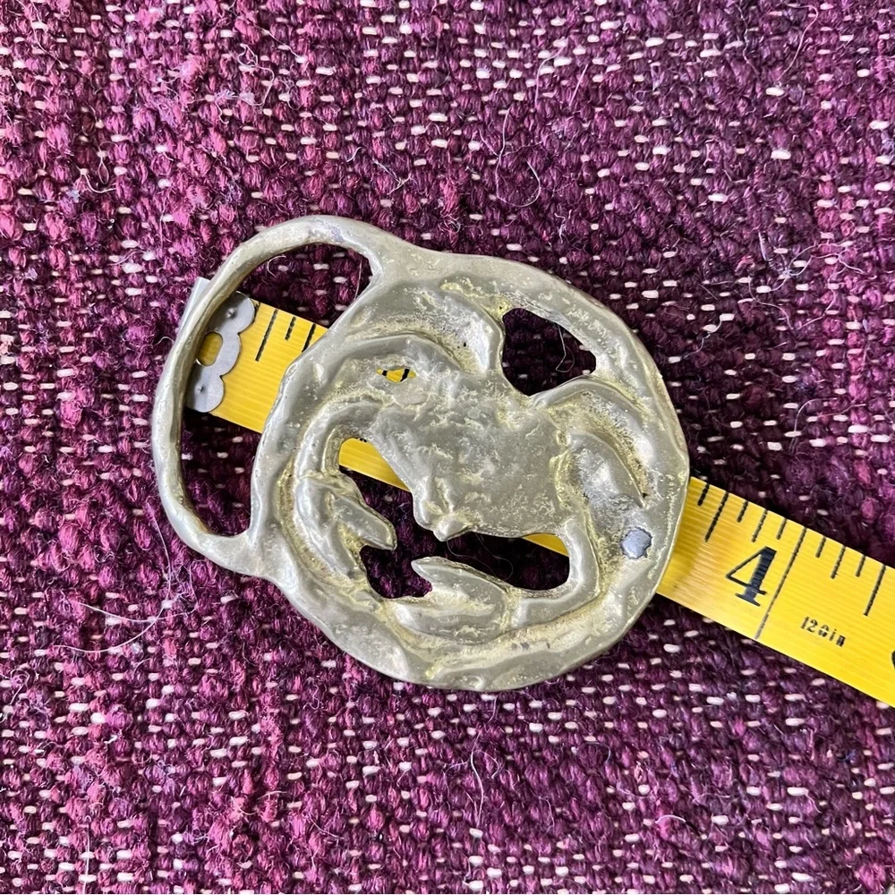 Vintage Belt Buckle Astrology Crab Cancer 70s